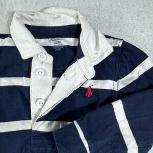 Ralph Lauren 12M Baby Striped Cotton Jersey Rugby Coverall Classic Polo